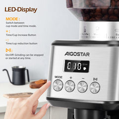 Koffiemolen elektrisch - Koffiemaler - 180W - Zilver - Aigostar