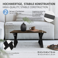 Tafelpoten salontafel - Metaal - 43x40 cm - Zwart - ML-Design •