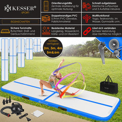 KESSER® Gymnastiekmat - Airtrack - Turnmat - 3M - Blauw •