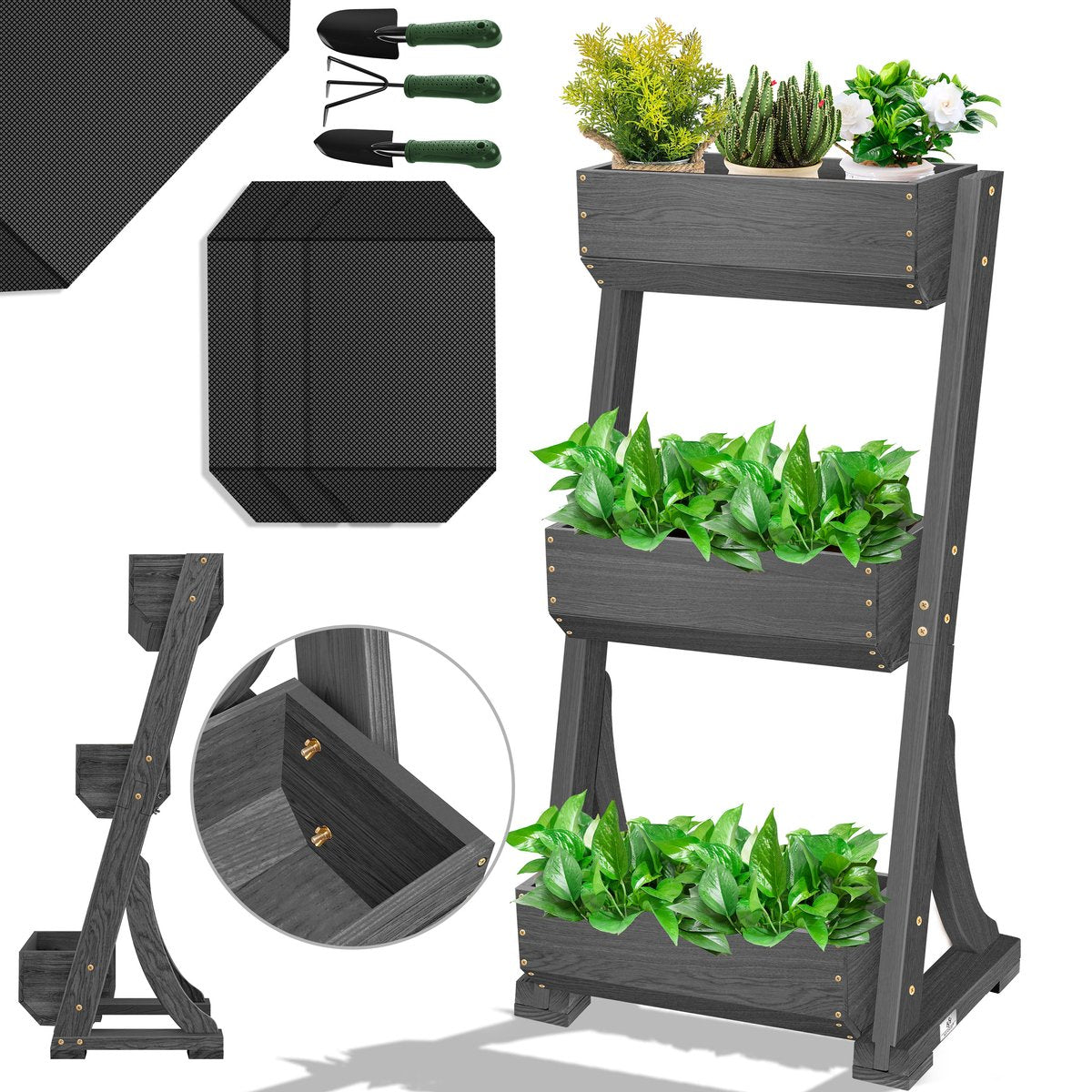 KESSER® Verticale Plantenbakken - Kweekbak - Plantenbak - Antraciet