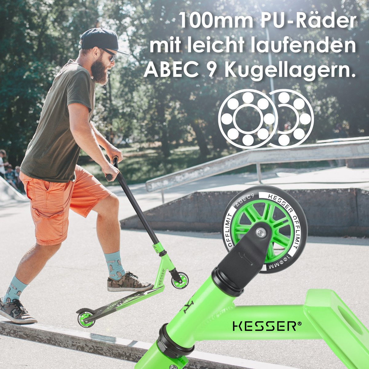 KESSER® Stuntstep voor Volwassenen en Kinderen - Kinderstep - Groen •