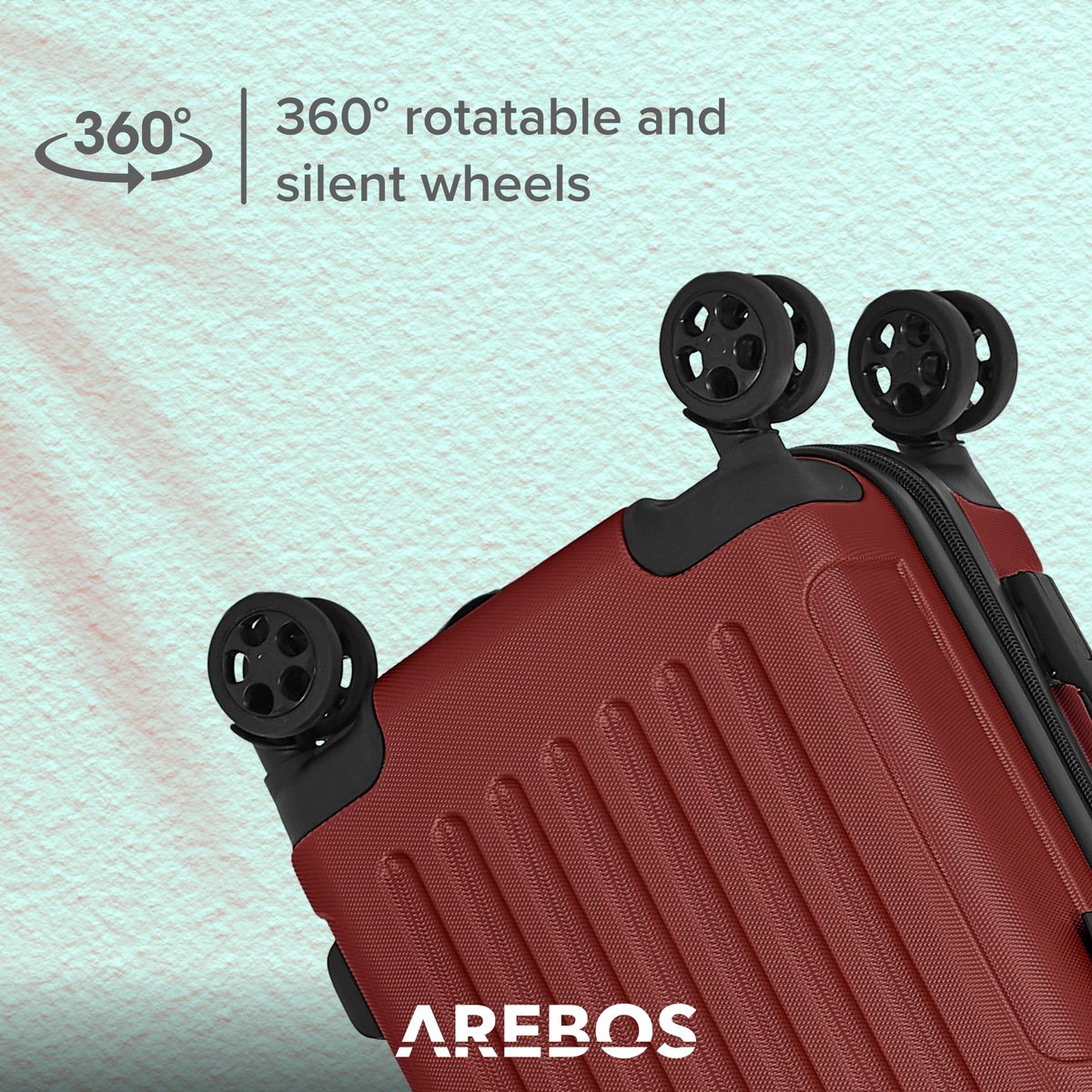 AREBOS Set van 4 reiskoffers Hard-shell koffers Set koffers S-M-L-XL Rood