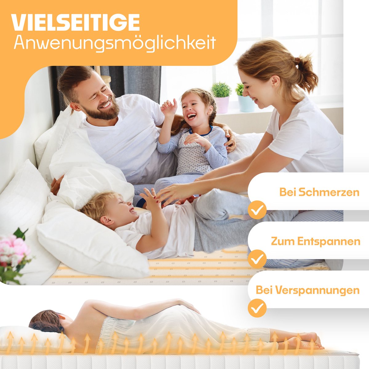 KESSER® Elektrische Onderdeken Warmtedeken met automatisch uitschakelende afstandsbediening | warmte deken met 3 temperatuurstanden | voor matrasverwarming | van zacht fleece - Wit met motief (160 cm x 140 cm)