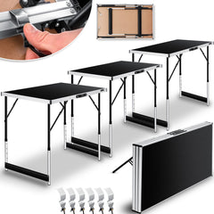 KESSER® 3 Inklapbare Tafel - Campingtafel - Klaptafel - 100x60cm - Zwart