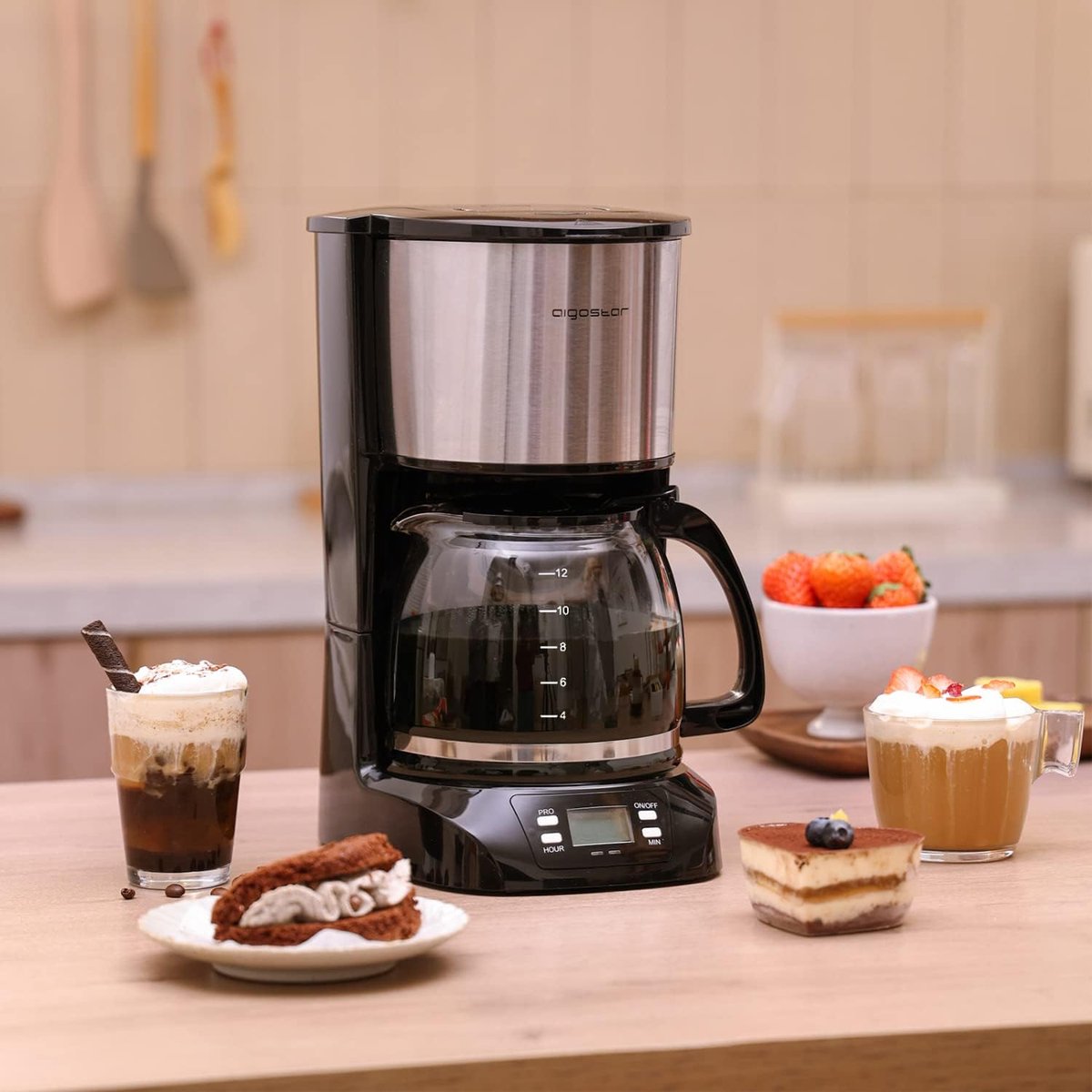 Aigostar Koffiezetapparaat - Koffiemachine - Zwart/RVS •