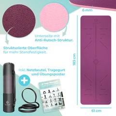 Yoga mat - Fitness mat - Sport mat - Anti slip - Extra dik - Paars