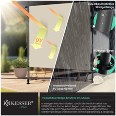 KESSER® Klemzonwering, 150 x 310 verticale zonwering voor buiten, uitschuifbaar en ondoorzichtig