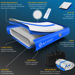 KESSER® Gymnastiekmat - Airtrack - Turnmat - 3M - Blauw •