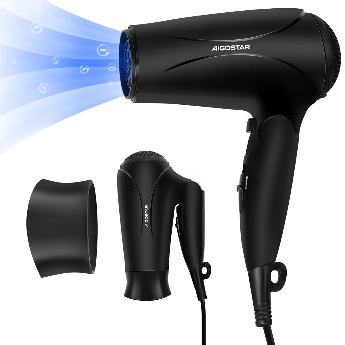 Aigostar Föhn - Compacte haardroger - Ionische fohn - 2400W - Zwart