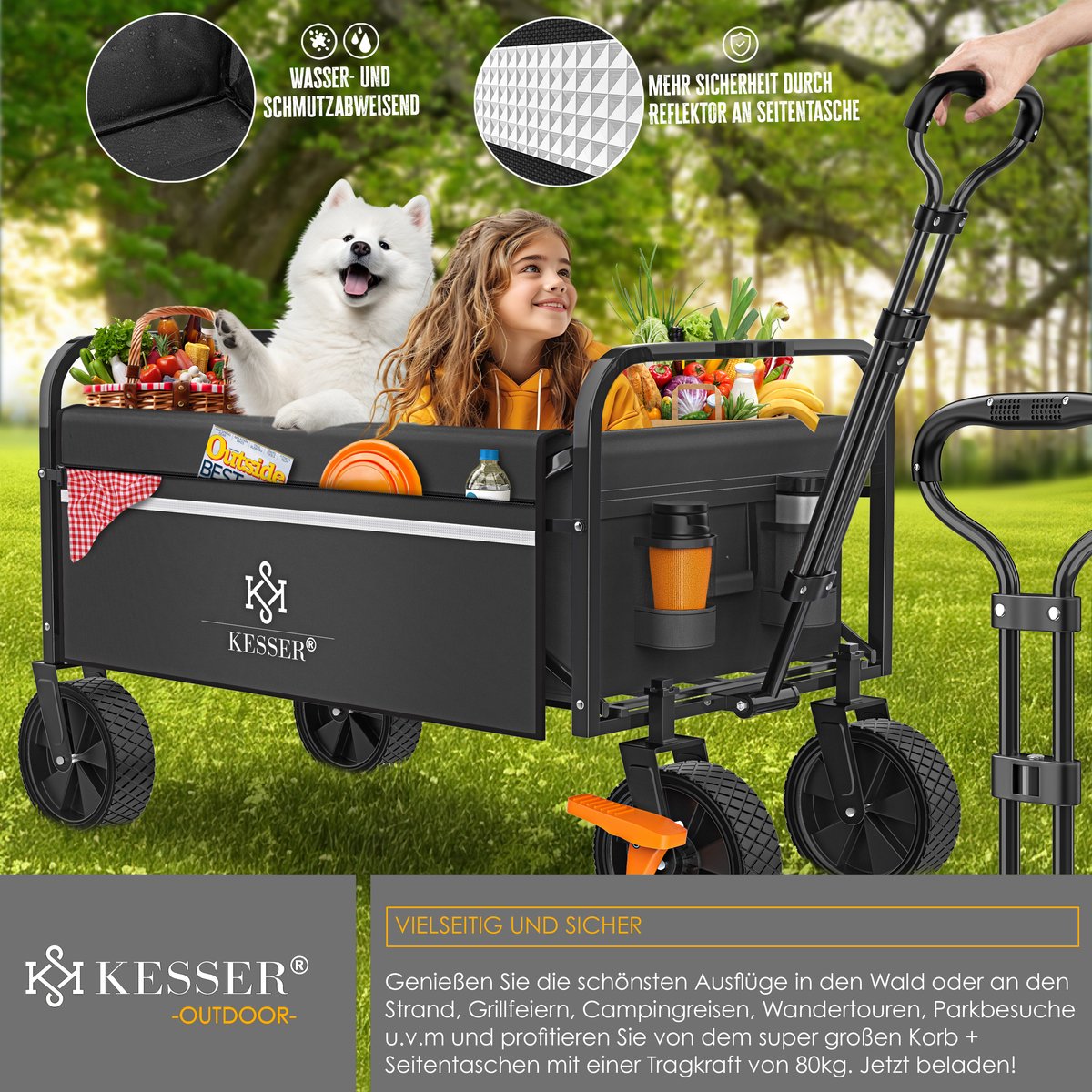 KESSER® Bolderkar - Opvouwbaar - Bolderwagen  - Zwart