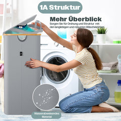 KESSER® Wasmand met Deksel - 100 Liter - Grijs