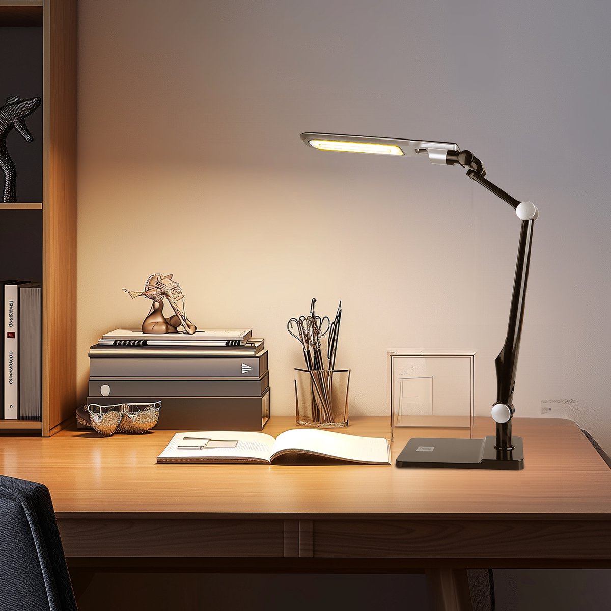 Aigostar LED Bureaulamp - Dimbaar - Opvouwbaar - Zwart