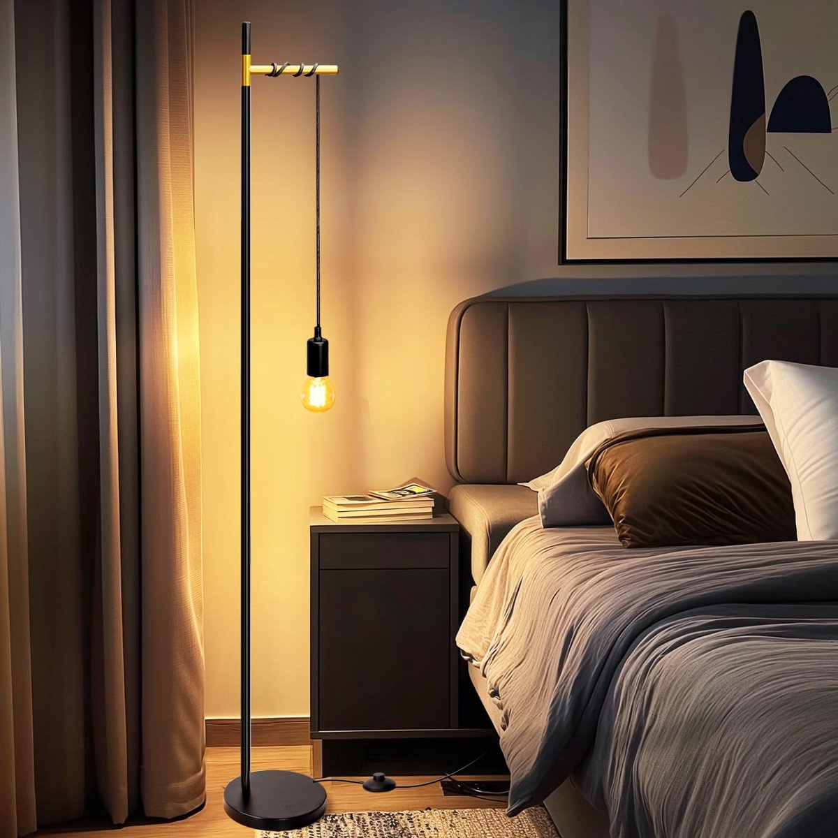 Aigostar Staande lamp - Industriële Vloerlamp - Zwart