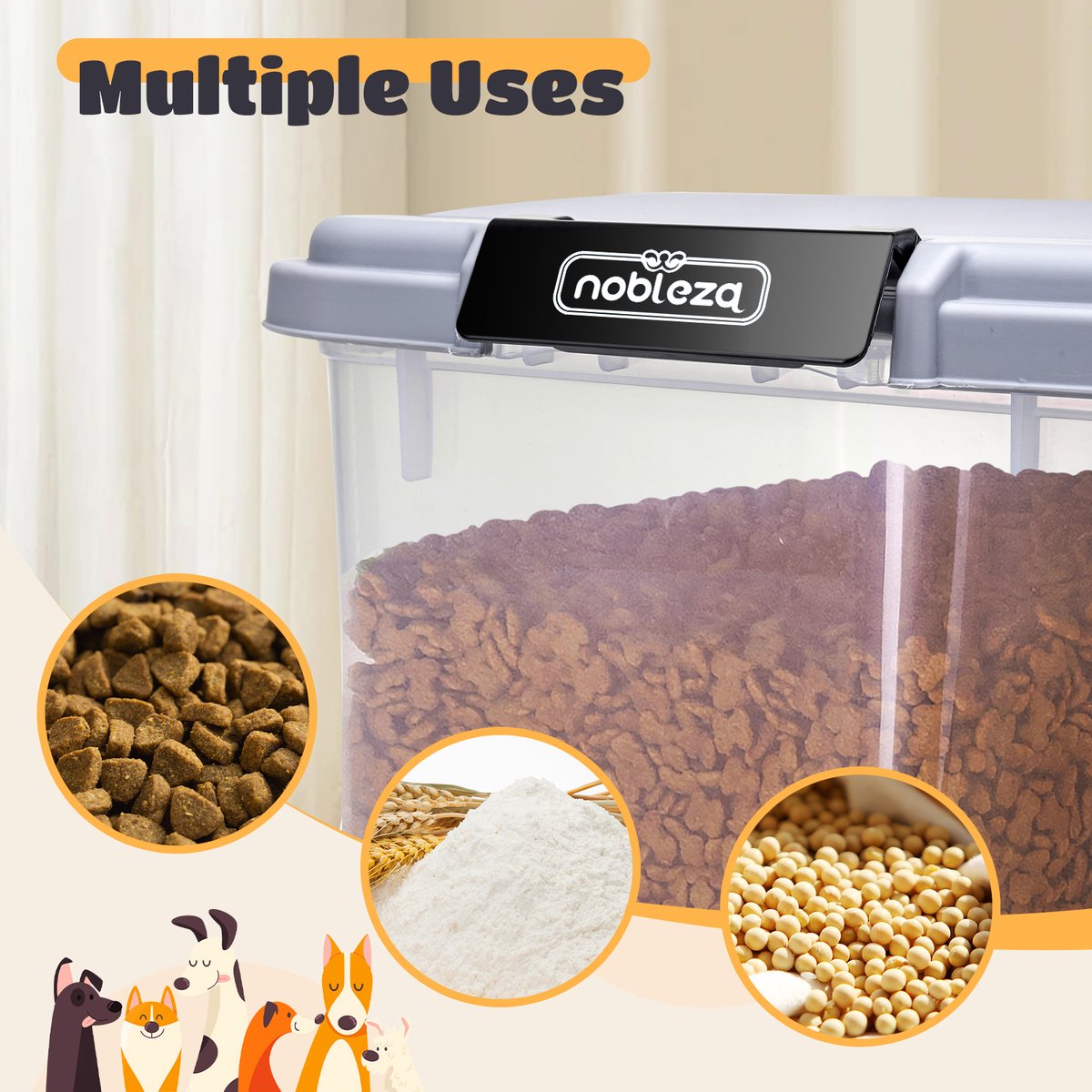 Voerton - Voedselcontainer - Voercontainer - 30L - Transparant - Nobleza