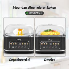 Eierkoker - LCD-Display - Met Timer - 6 Eieren - Elektrisch - Incl. Maatbeker - Vaatwasserbestendig - Olvy