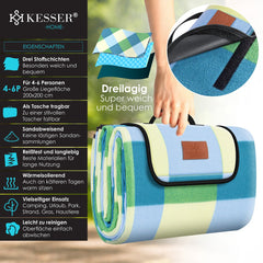 KESSER® Picknickkleed - Waterdicht - 200x200 cm - Wasbaar - Blauw / Groen