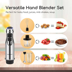 Staafmixer set - 4 in 1 - 1000W - met Hakmolen / Klopper / Garde / Beker - RVS - Aigostar •