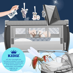 KIDIZ® 3in1 Babybedje - Campingbedje - Ledikant  - Grijs