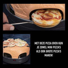 Gastronoma Pizza oven voor 6 personen - Inclusief bakspatels, bakplaat en pizzavorm - 18310017 - Keramiek/Grijs •