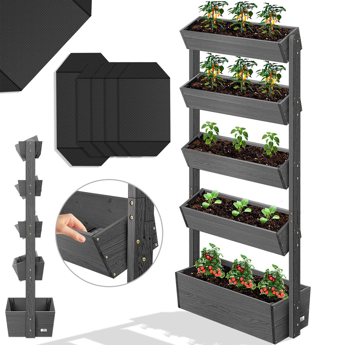 KESSER® Verticale Plantenbakken - Kweekbak - Plantenbak - Antraciet