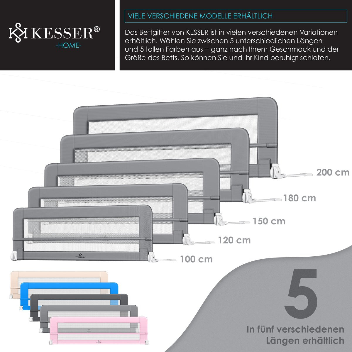 KESSER® Bedhekje - Kinderbedhek - Babybedhek - 150cm - Lichtgrijs