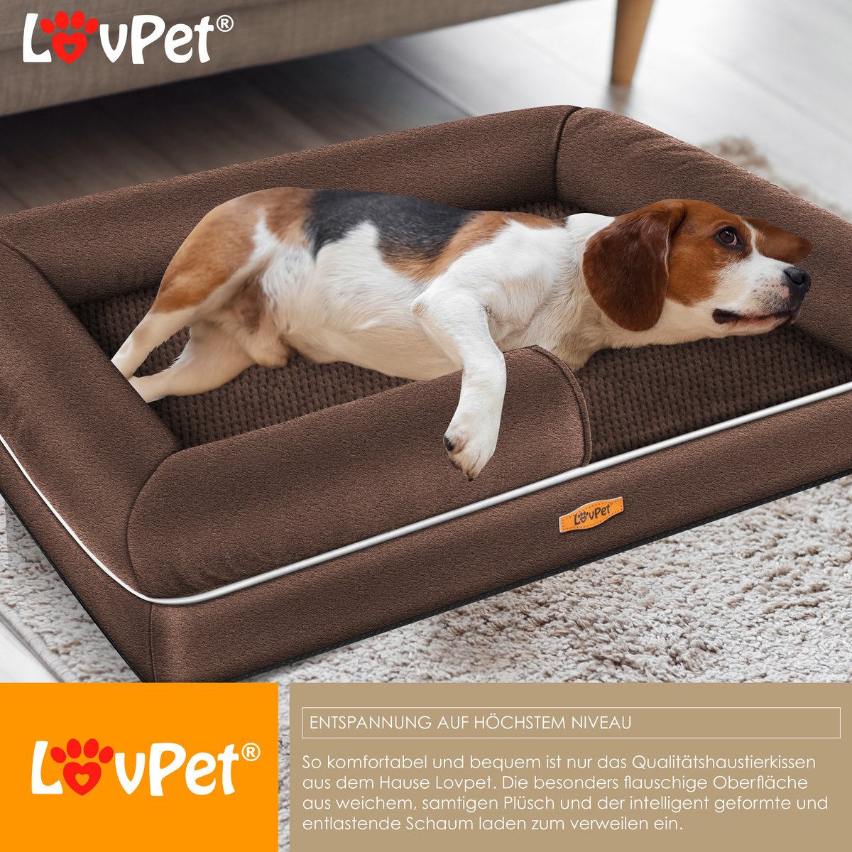 LovPet® Hondenmand - Orthopedisch Hondenbed - 91x71x22cm - Bruin