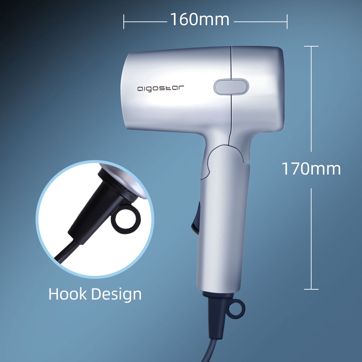 Fohn - Haardroger - Inklapbare Föhn - 1200W - Wit - Aigostar