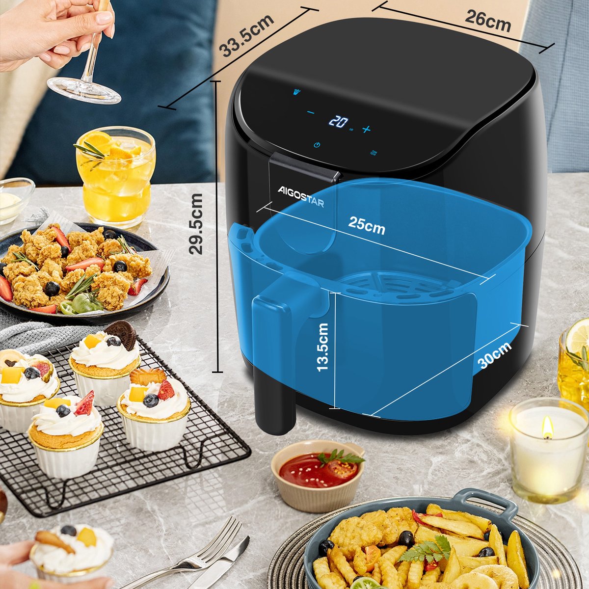 Aigostar Airfryer - Heteluchtfriteuse - 4L - 1500W - Zwart