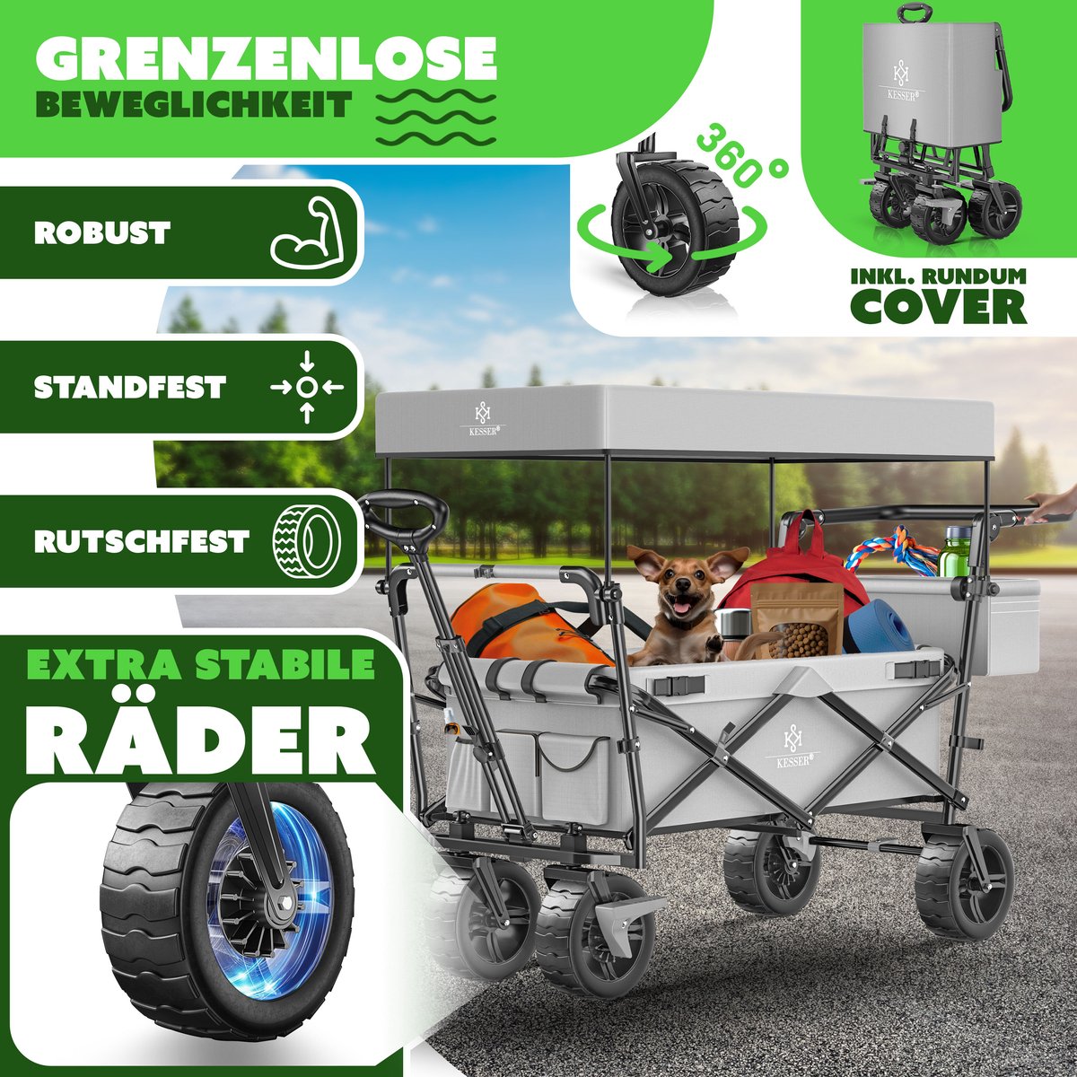 KESSER® Bolderkar - Opvouwbaar - Bolderwagen - Grijs