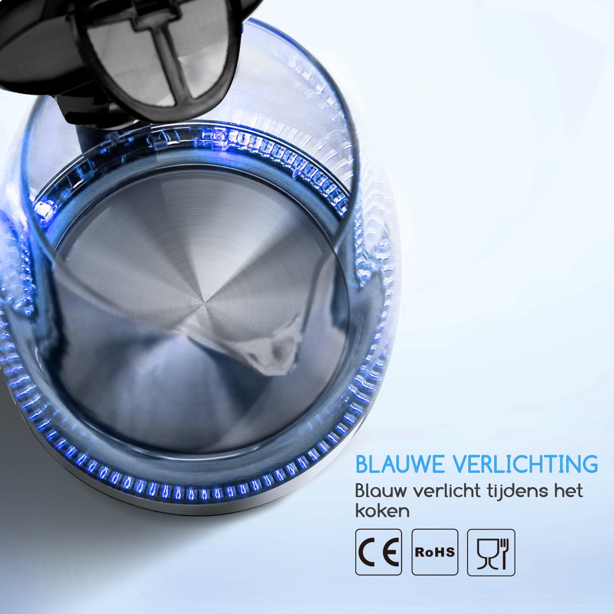 Aigostar Glazen Waterkoker - LED - 1,7L - 2200W - Zwart •