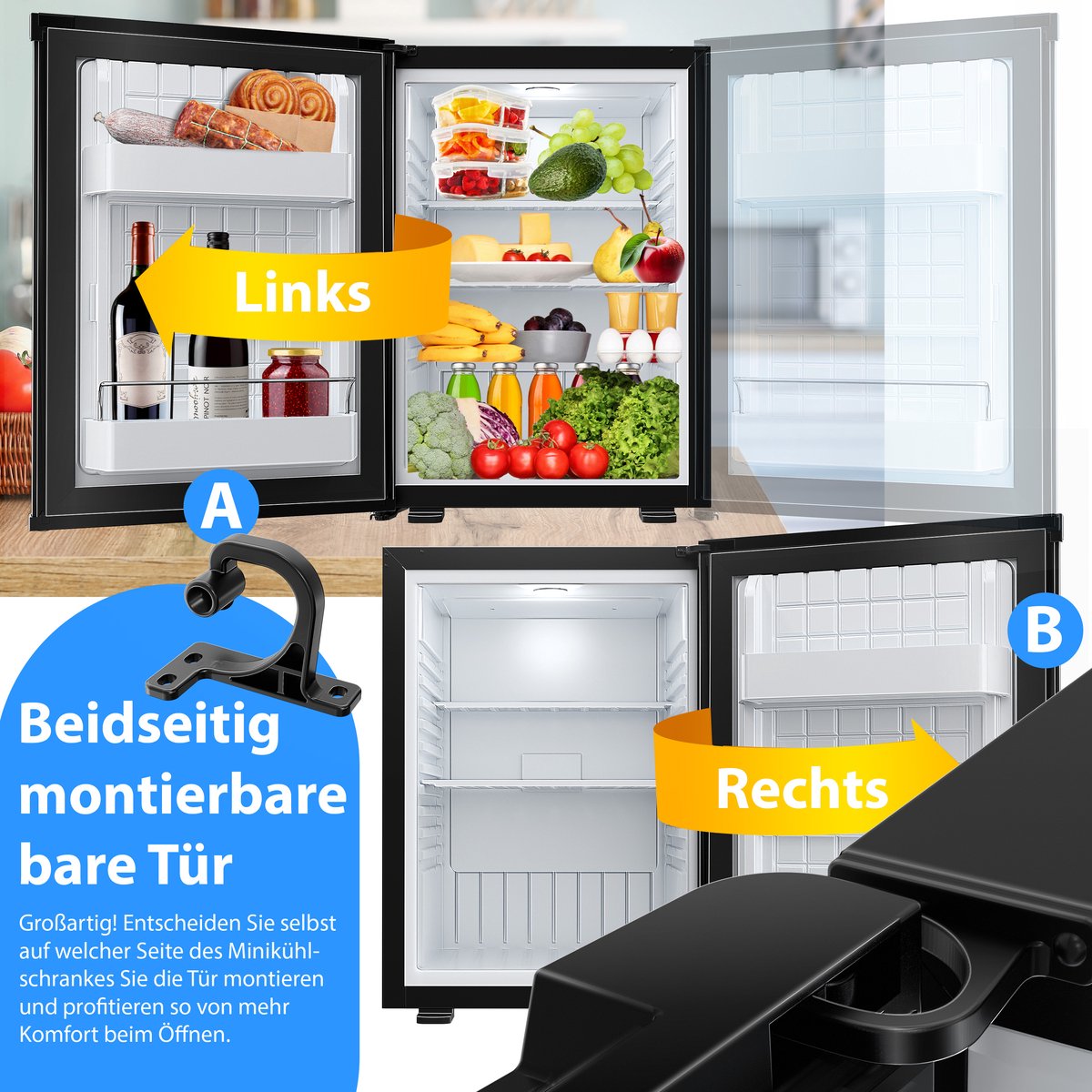 KESSER® Koelkast Tafelmodel - 40L - Mini Koelkast - Zwart