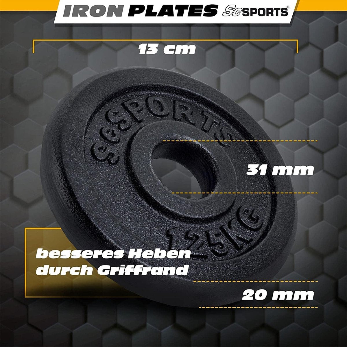 Halterschijven - Halter gewichten - 30 mm - Gietijzer - 4x1,25 kg - ScSPORTS®