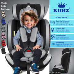 KIDIZ® Autostoeltje - 5-punts veiligheidsgordel - Grijs