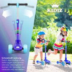 KIDIZ® Kinderstep - Opvouwbaar - Verstelbaar - City Scooter - Blauw •