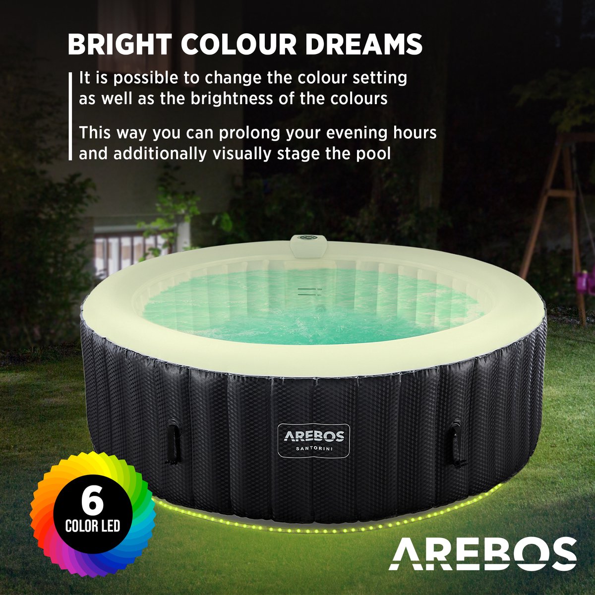 AREBOS Bubbelbad Voor 6 personen - Hottub Ø 208 cm - met Accessoires - met LED
