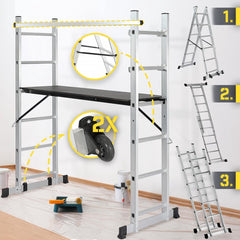 Jago - Steiger - Multifuncitionele ladder - Ladderrek - Werkblad - Werkplatform - 4 in 1 •