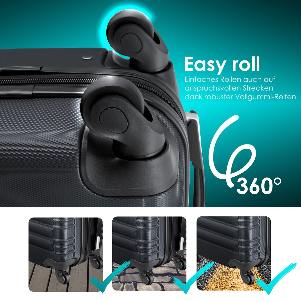 KESSER® Reiskoffer - 55L - Handbagage - ABS - Antraciet
