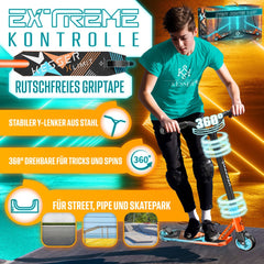 KESSER® X-Limit Stuntstep voor Volwassenen en Kinderen - Step Opvouwbaar en Verstelbaar in Hoogte - Kinderstep met PU Wielen - Rood / Lichtblauw
