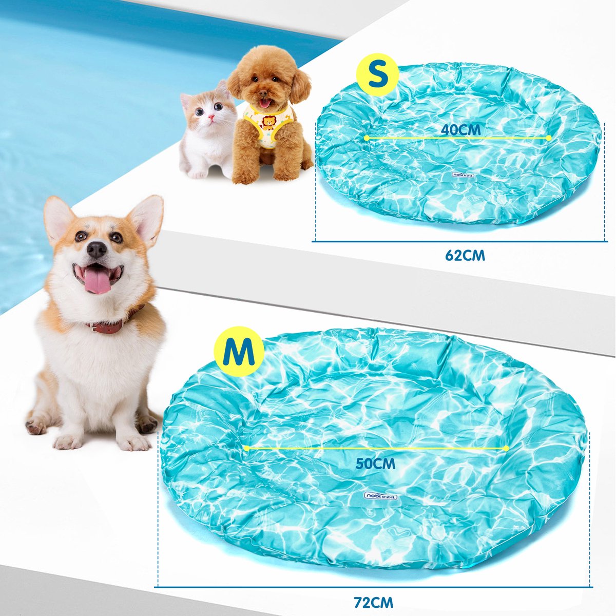 Nobleza Koelmat voor honden en katten - 62x62cm - Blauw •