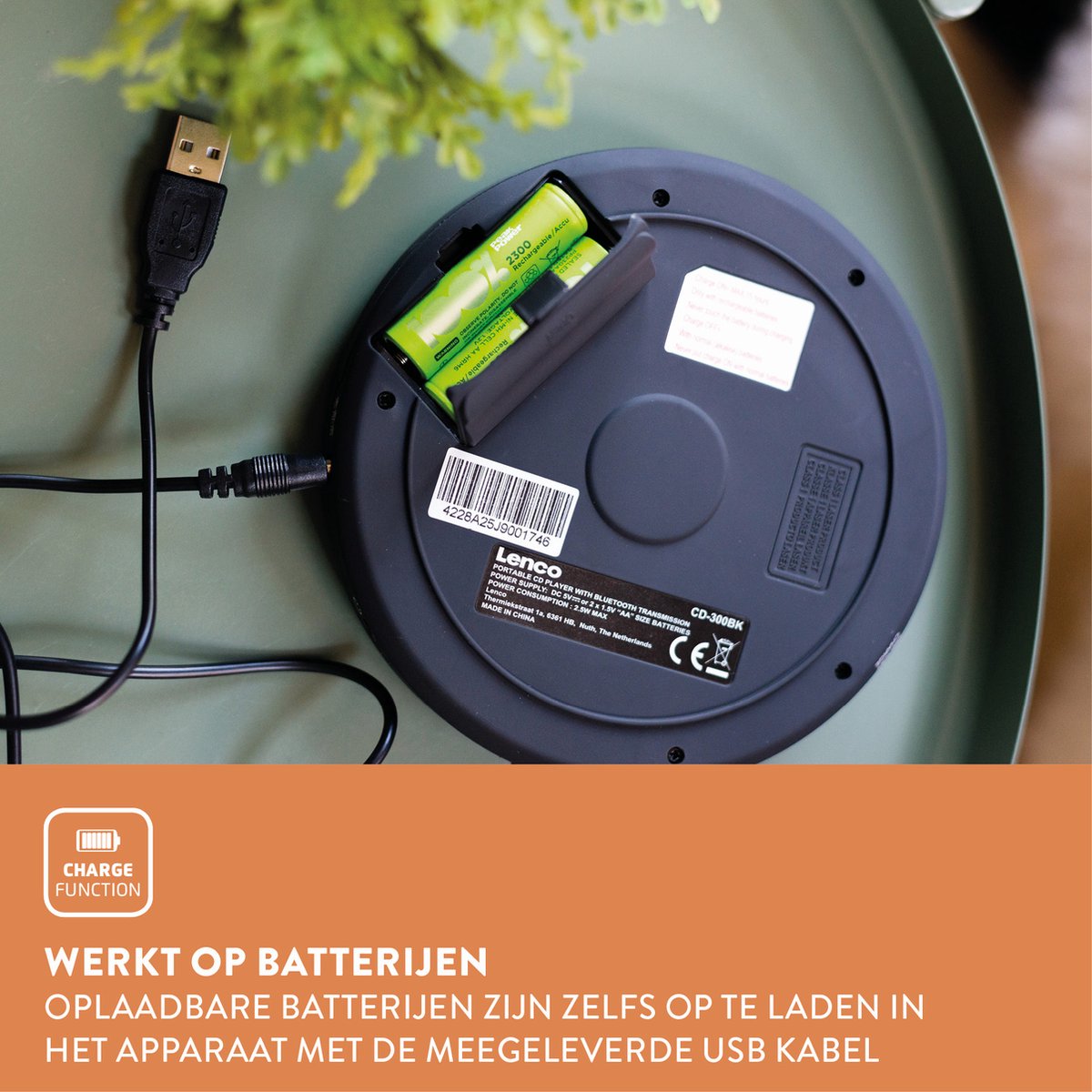 Lenco CD-300BK Discman - Draagbare Bluetooth CD en MP3 Speler - Anti-Shock Bescherming en oplaadbare Batterij - Zwart