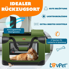 Reisbench hond - Draagtas hond - Transportbox - 70x52x52 cm - Khaki