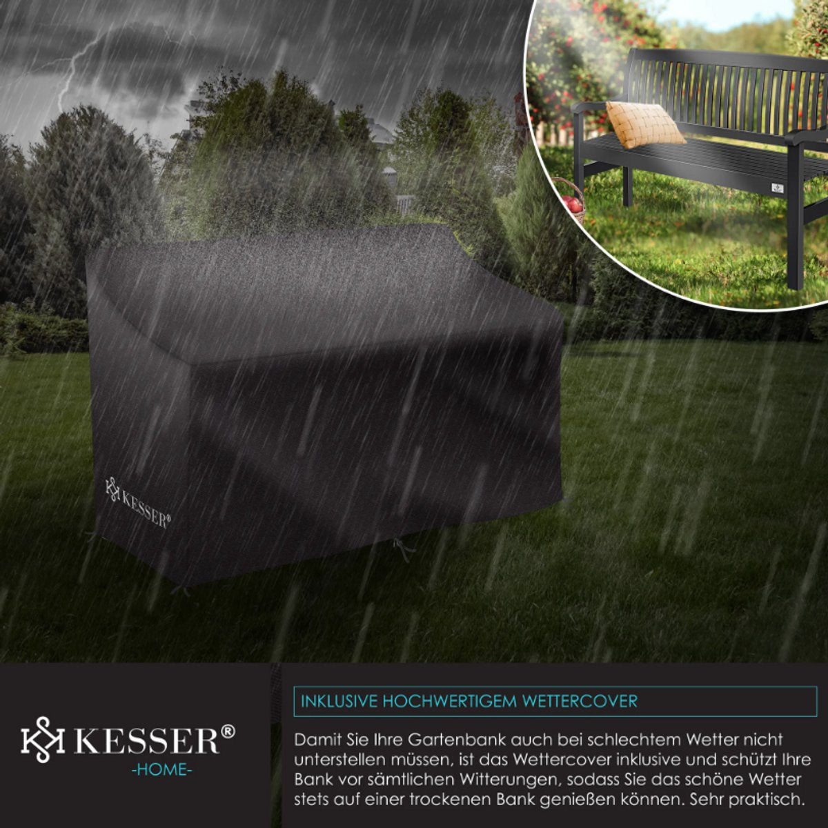 KESSER® Tuinbank weerbestendig - 3-4 Personen - Donkergrijs