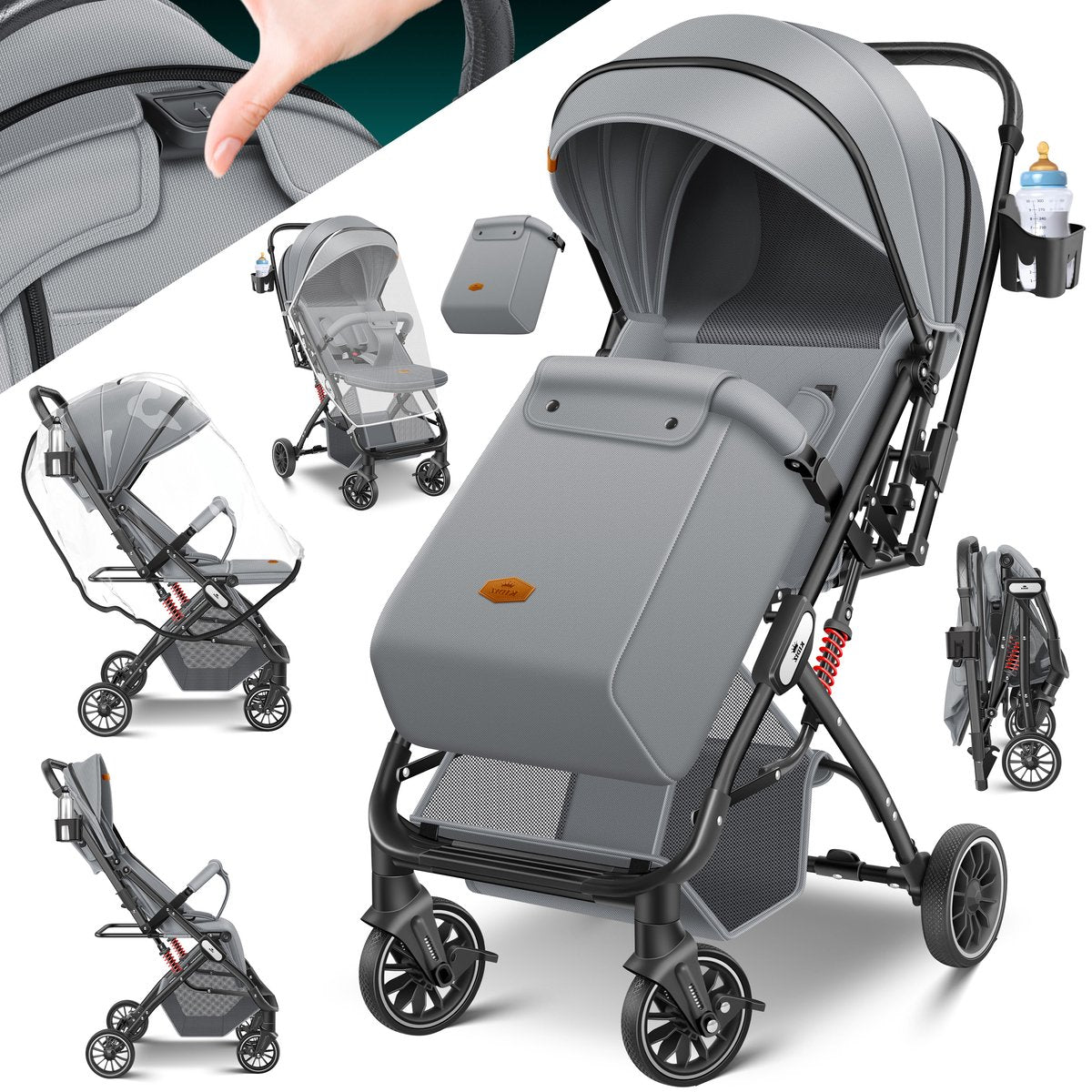 KIDIZ® Kinderwagen - Buggy - Kinderbuggy - Grijs
