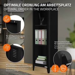 Archiefkast - Kantoorkast - Metalen kast met deuren - Zwart - ML-Design •