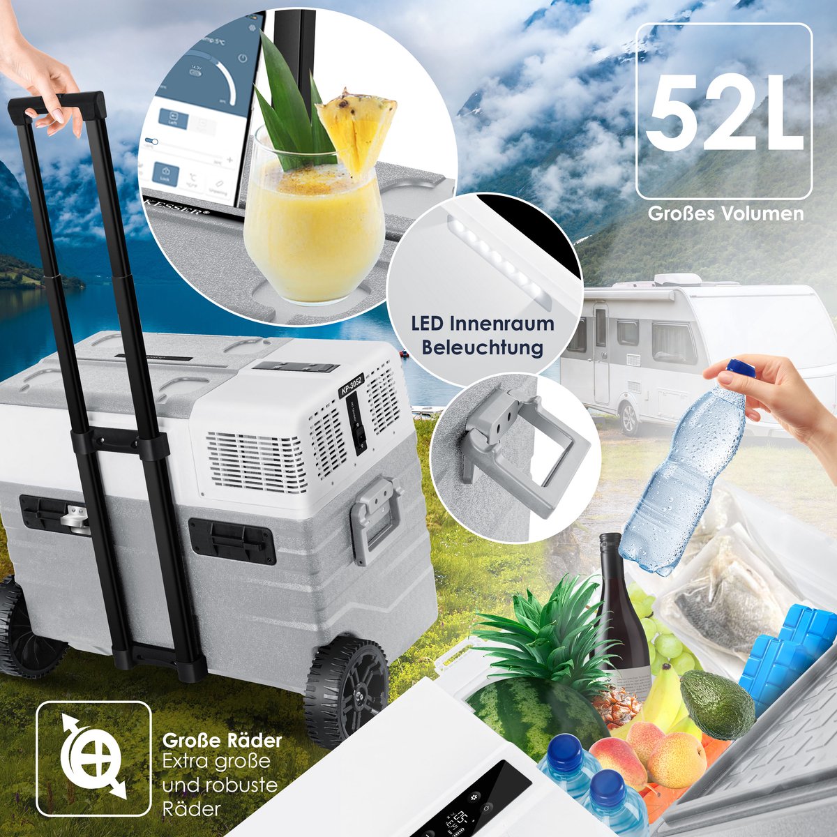 Compressor Koelbox elektrisch - Coolbox - Frigobox - 52L - Grijs
