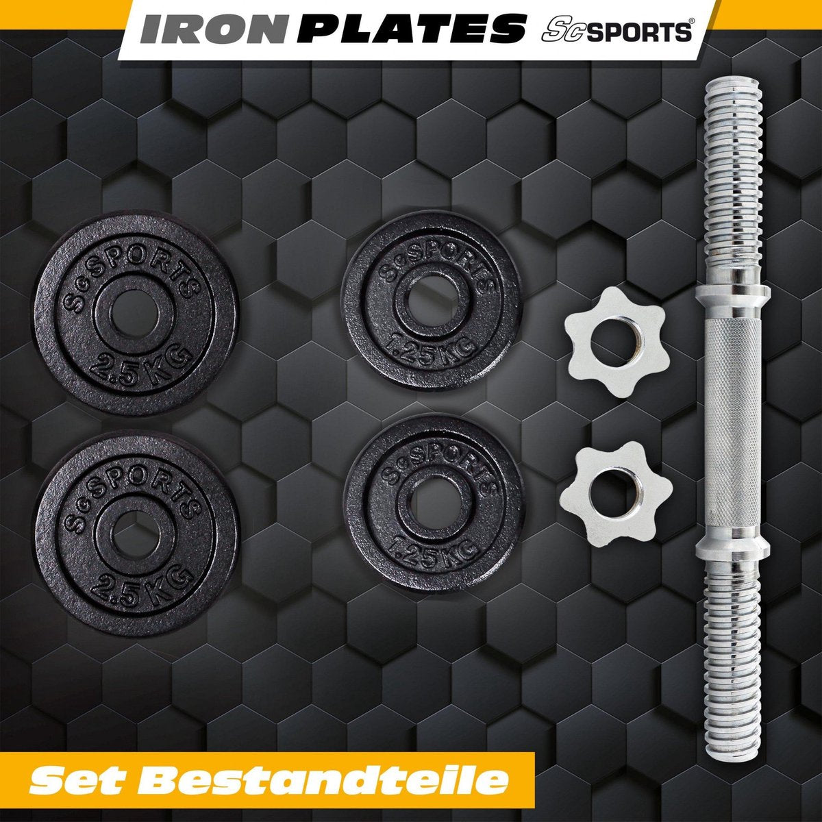 ScSPORTS® Halterset 10 kg - Dumbbells incl. handige koffer - Gietijzer - 30 mm - Gewichten •