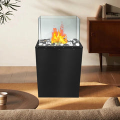 Rechthoekige bio-ethanolhaard, vrijstaande bio-ethanolhaard, terrashaard met regelbare vlam, voor buiten en binnen, zonder V-vormige klemhaken