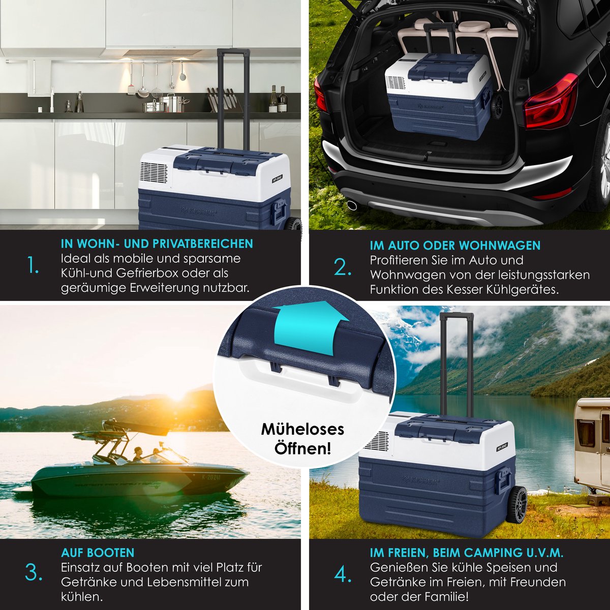 KESSER® Elektrische Koelbox - Compressor - tot -20°C - 42L - Marineblauw