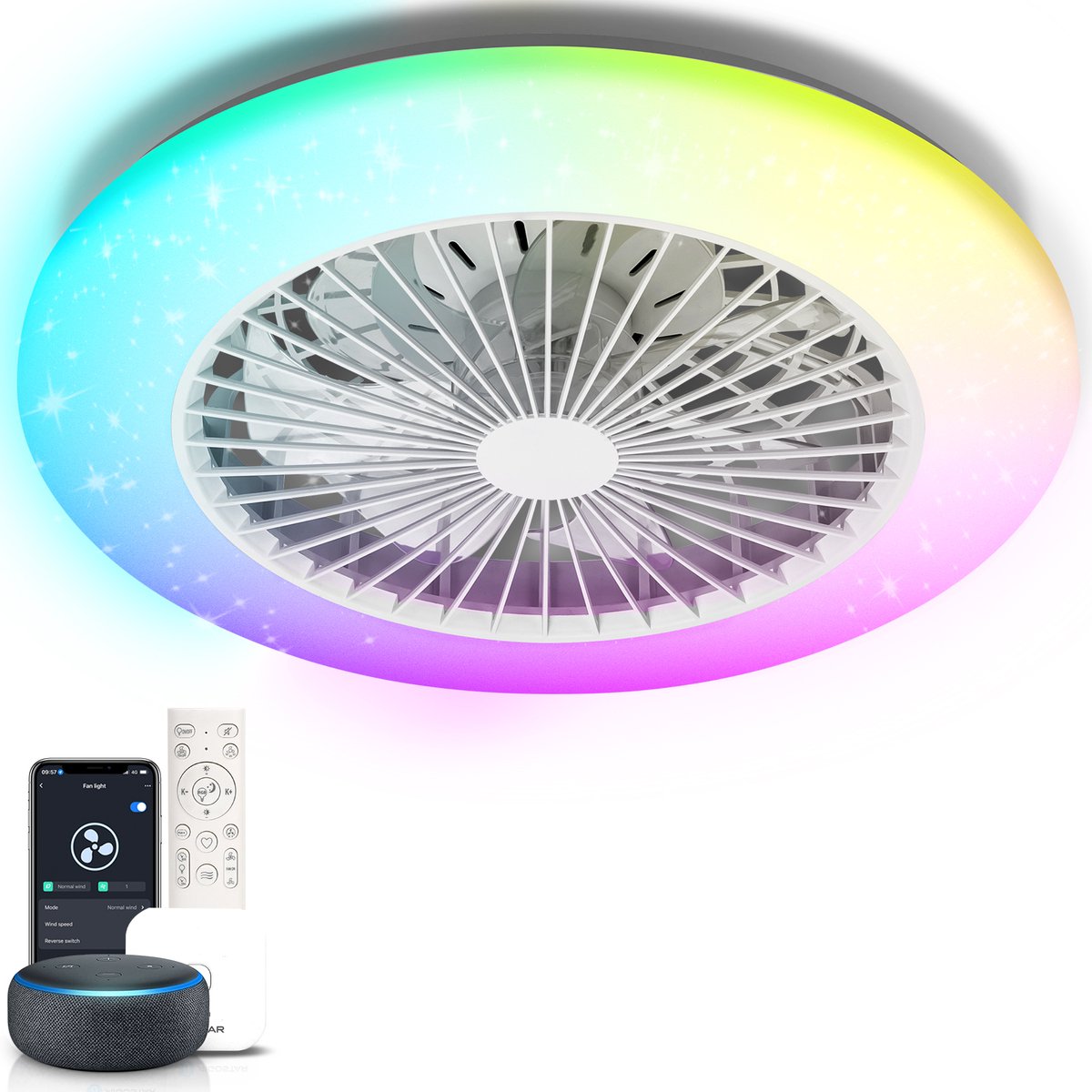 Aigostar Plafondventilator - Verlichting - Ø50cm - Dimbaar