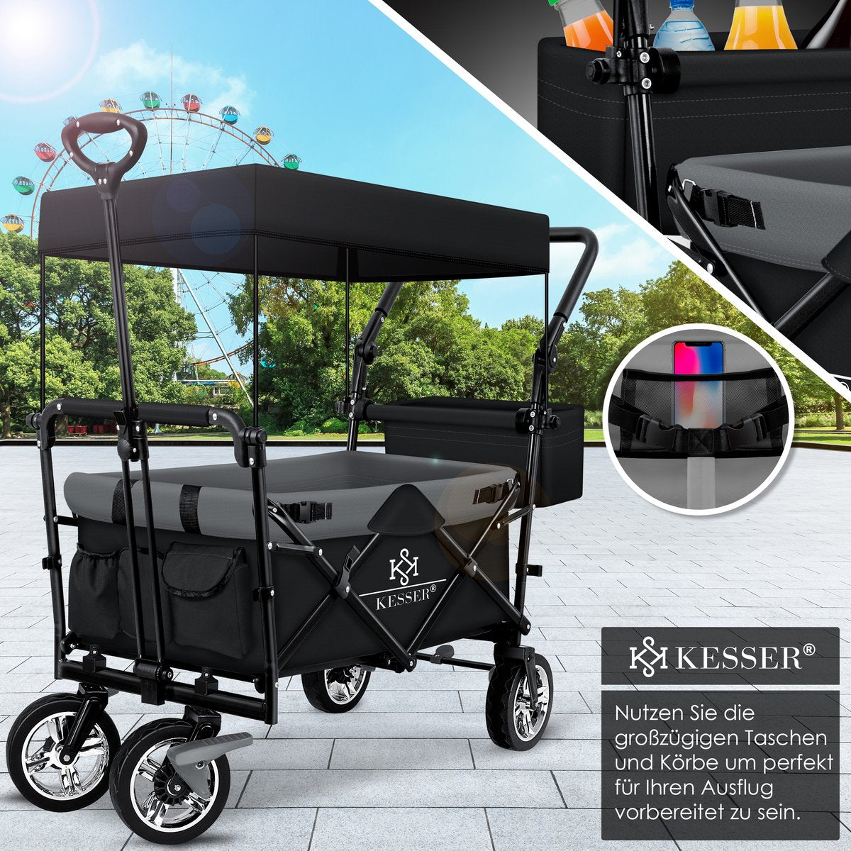 KESSER® Bolderkar - Opvouwbaar - Bolderwagen - Zwart •